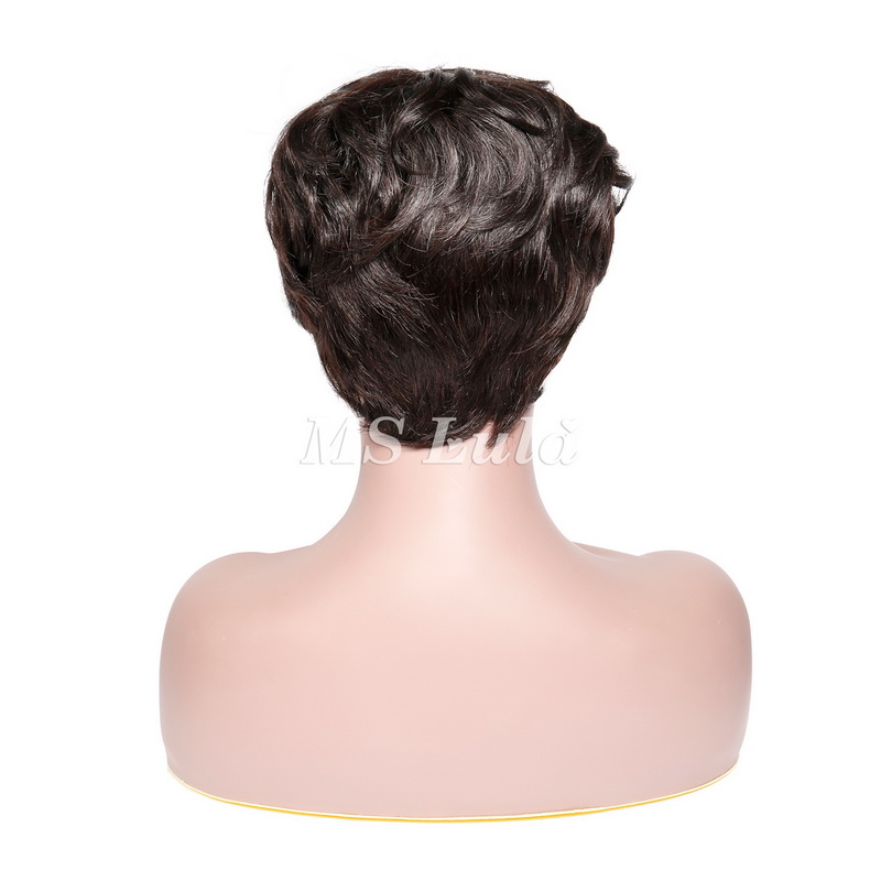 Natural Color Pixie Cut Human Hair Wig Machine-made Wig for Women - 图片 4